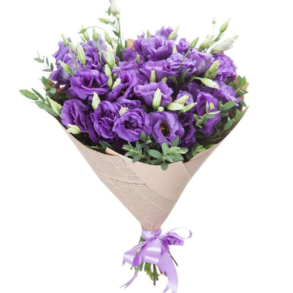 Purple Lisianthus Bouquet Resim 1