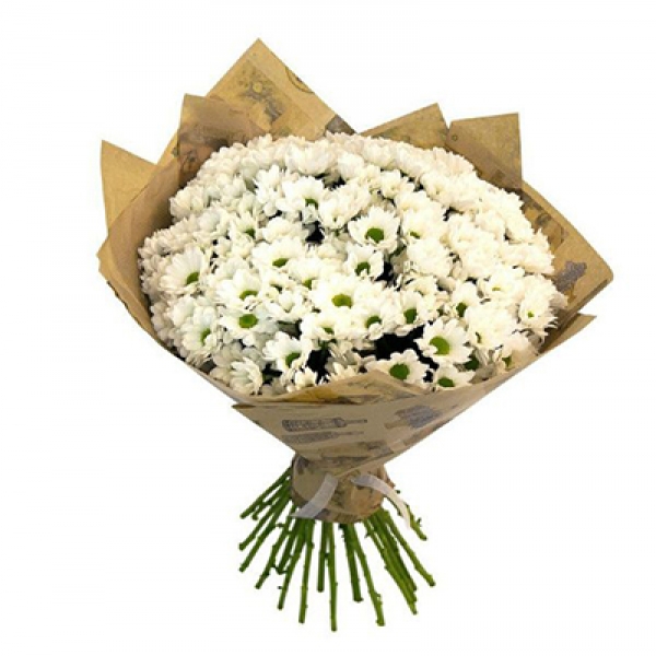 25 Branch White Daisy Bouquet Resim 1