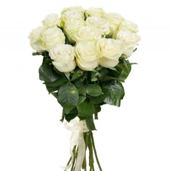 15 Pieces White Rose Bouquet Resim 2