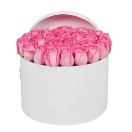  Turkey Flower 35 Pcs Pink Roses in a White Box